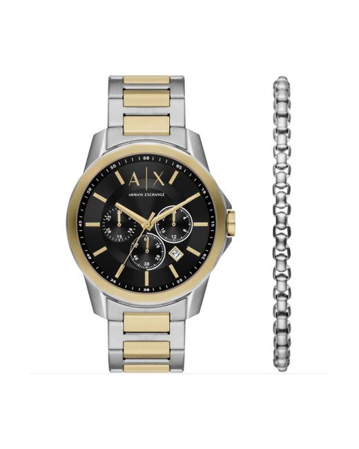 Armani Exchange Black Stainless Steel Fashion Analogue Quartz Watch - Ax7148set for men