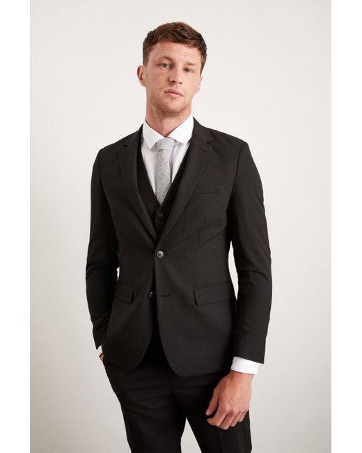 Burton Slim Fit Black Essential Suit Jacket for men