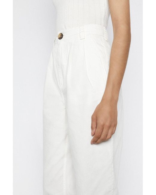Warehouse White Pleat Front Trouser