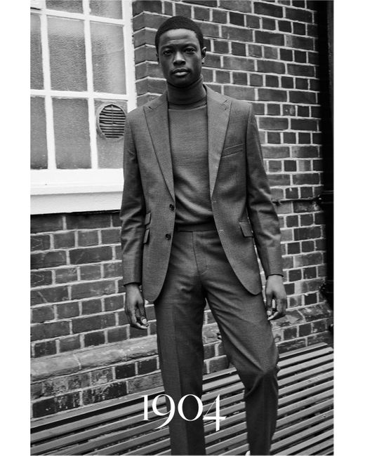 Burton Gray 1904 Slim Fit Grey Pindot Wool Suit Trousers for men