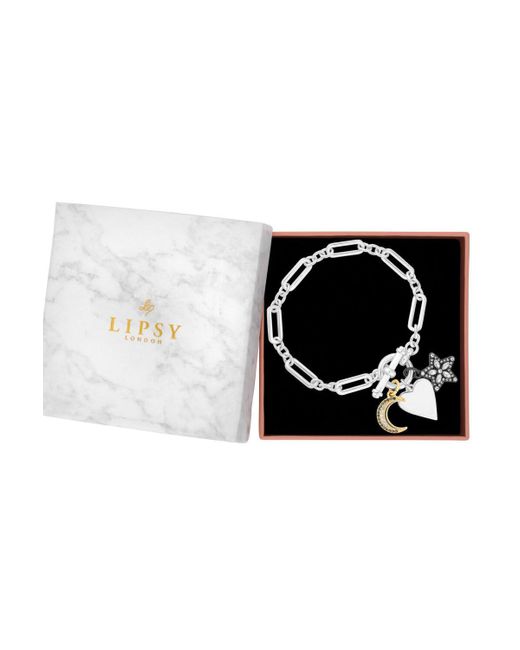 Lipsy Black Silver And Hematite Meaningful Charm Bracelet - Gift Boxed