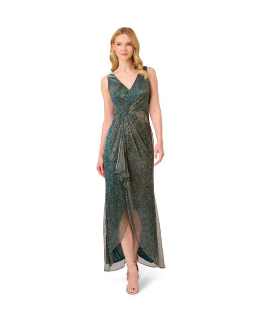 Adrianna Papell Metallic Mesh Cascade Gown in Green Lyst UK