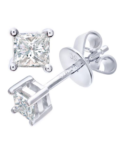 Jewelco London Blue Platinum Princess 1/4ct Diamond Solitaire Stud Earrings - Pe0axl4419ptjpk