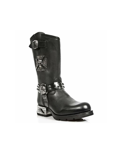 New Rock Black Men's Leather Gothic Cowboy Boots- Mr030-s1 for men