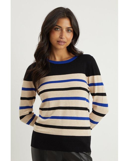 Wallis Gray Contrast Trim Stripe Jumper