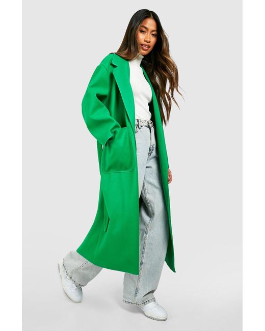 Boohoo Green Wool Look Oversized Coat