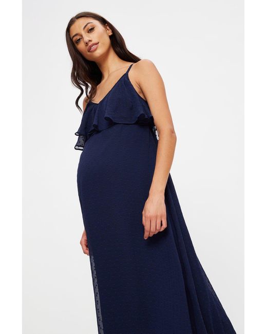 Dorothy Perkins Blue Maternity Navy Dobby Strappy Maxi Dress
