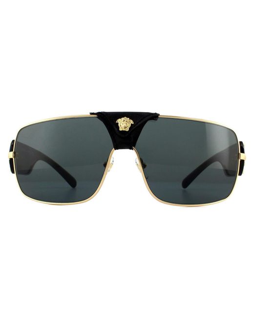 Versace Gray Square Gold Grey Sunglasses for men