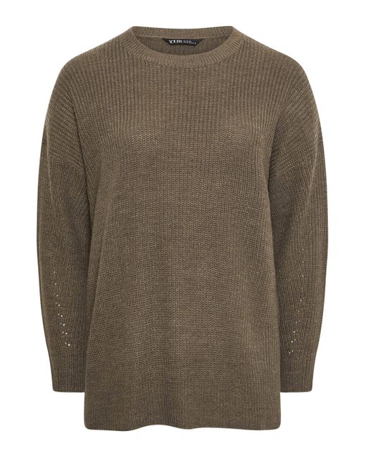 Yours Brown Ribbed Knit Jumper