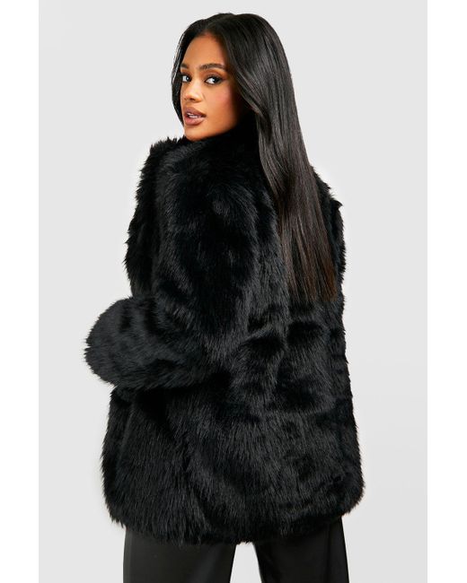 Boohoo Black Luxe Faux Fur Coat