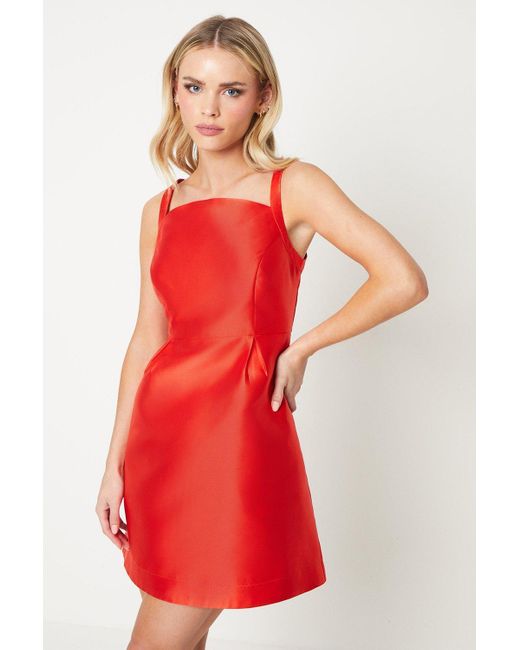 Coast Red Petite Cami Twill Mini Dress With Pockets