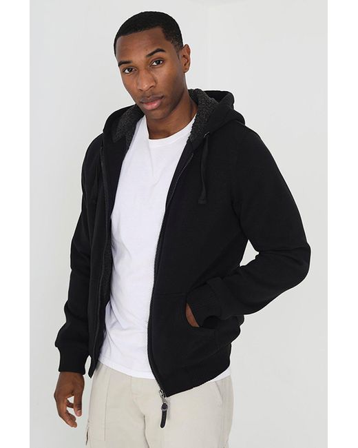 Brave Soul Black 'zone' Borg Lined Zip Through Hoodie for men