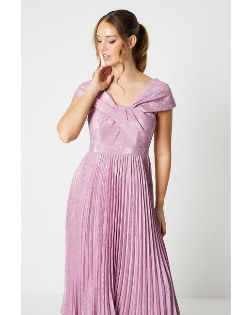 Coast Pink Sparkle Bardot Midi Dress