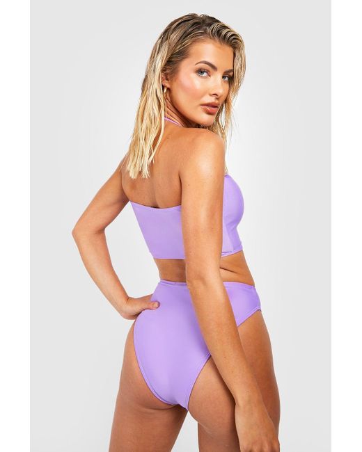 Boohoo Purple Essentials High Waist High Leg Bikini Brief