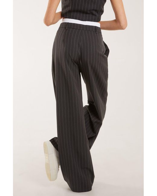 Pink Vanilla Multicolor Boxer Style Waist Pinstripe Trousers