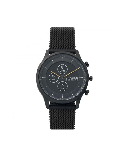 Skagen Black Hybrid Hr 42 Stainless Steel Digital Quartz Wear Os Watch - Skt3001 for men