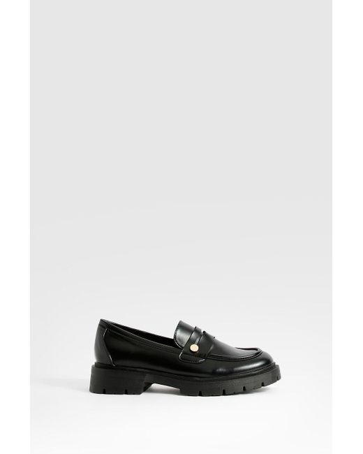 Boohoo Black Chunky Hardware Detail Loafers