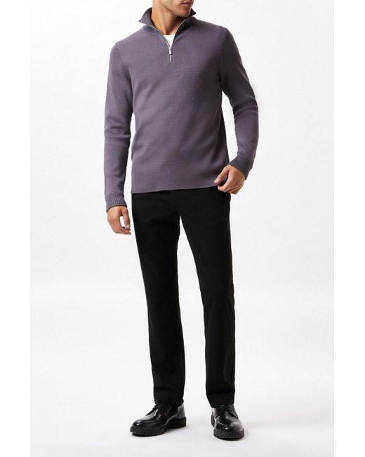 Burton Gray Premium Grey Knitted Zip Funnel Neck for men