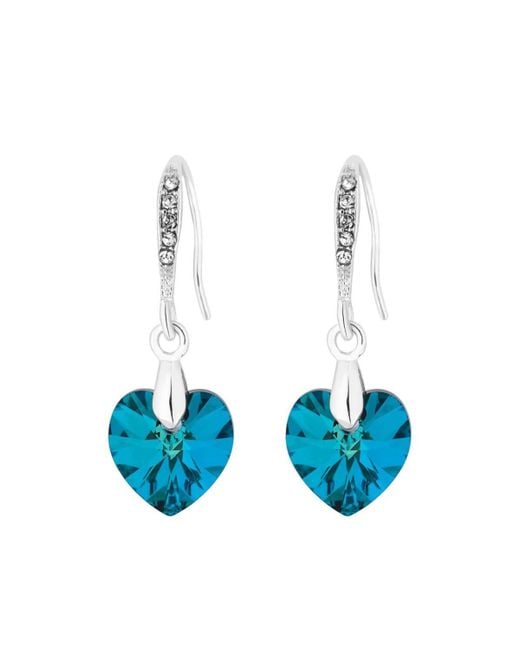 Jon Richard Blue Heart Drop Earrings Embellished With Crystals