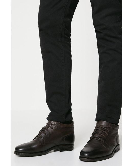 MAINE Black : Dean Leather Lace Up Chukka Boot for men