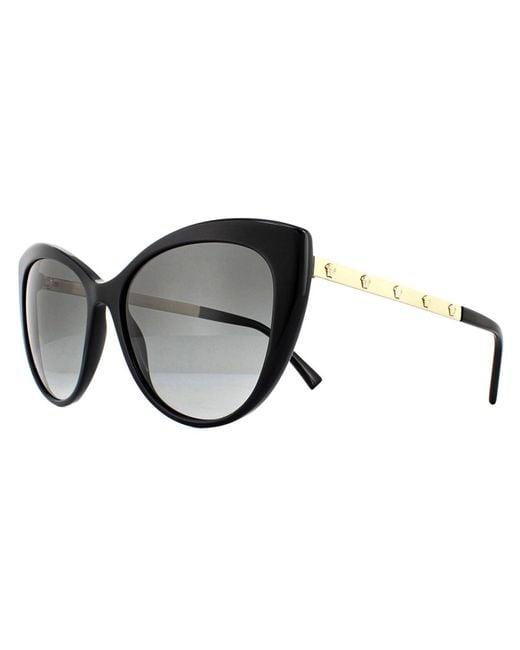 Versace Cat Eye Black Gold Grey Gradient Sunglasses