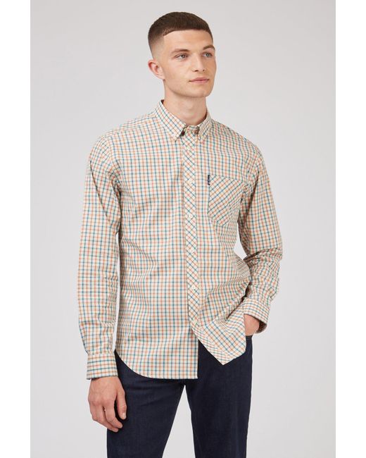 Ben Sherman Natural Long Sleeve House Check Shirt for men