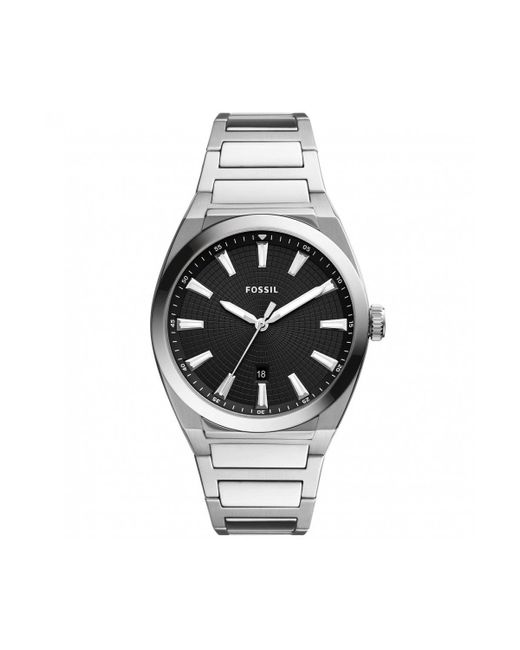 Fossil Black Everett 3 Hand Stainless Steel Fashion Analogue Quartz Watch - Fs5821 for men