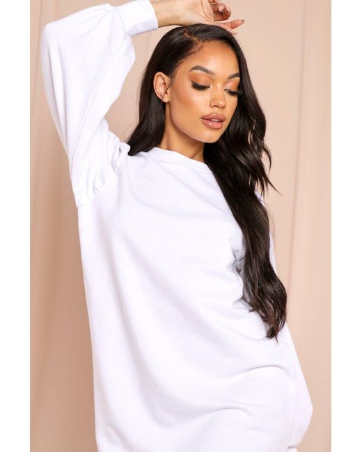 MissPap White Long Sleeve Extreme Puff Sleeve Sweater Dress
