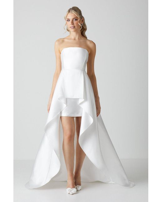 Coast White Bandeau Twill Mini With Full Overskirt Wedding Dress