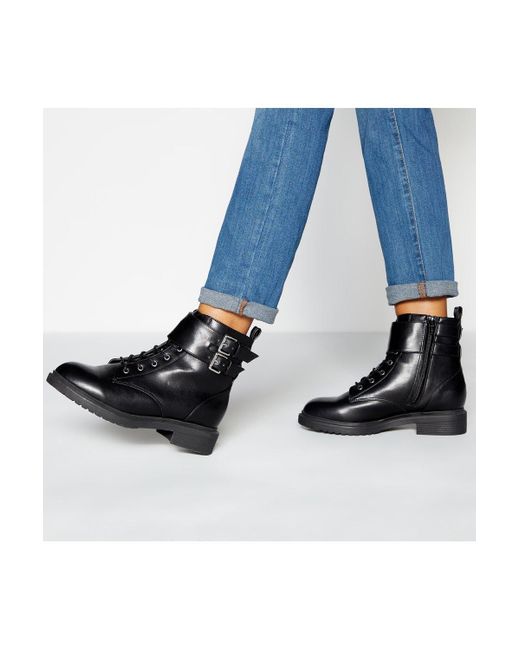 Faith Black Double Buckle Wide Fit Boot