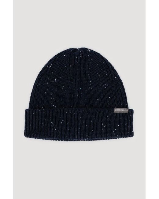 Larsson & Co Blue Navy With White Nep Beanie for men