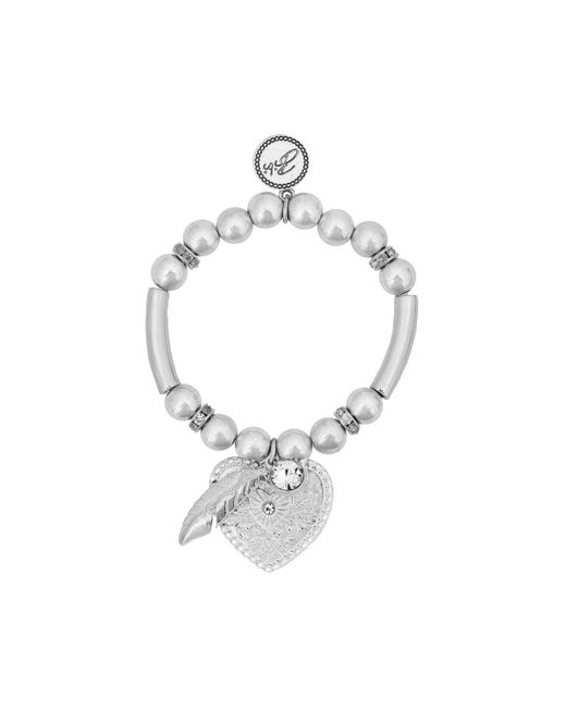 Bibi Bijoux White Silver 'heart And Feather' Ball Bracelet