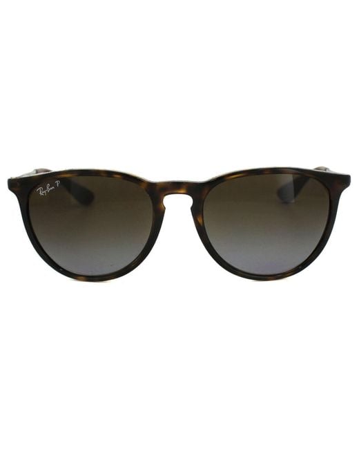 Ray-Ban Round Tortoise & Gunmetal Brown Gradient Polarized Erika 4171 Sunglasses