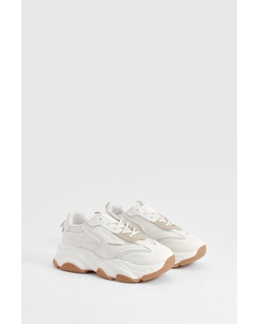 Boohoo White Chunky Lace Up Trainers