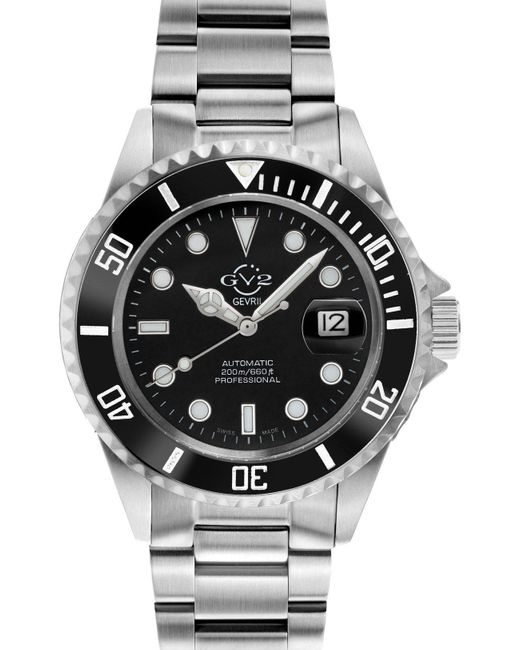 Gv2 Gray Liguria Black Dial Stainlesss Steel Bracelet Swiss Automatic Watch for men