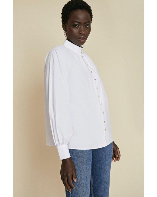 Oasis White Cotton Button Through Shirt