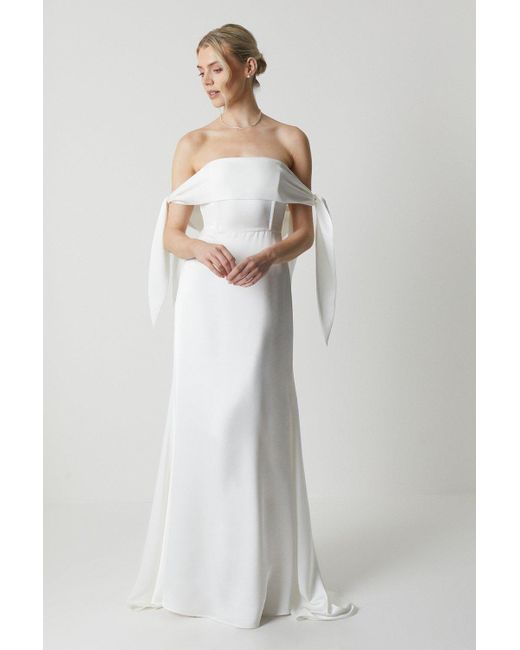 Coast White Satin Bandeau With Tie Detail Wedding Dress