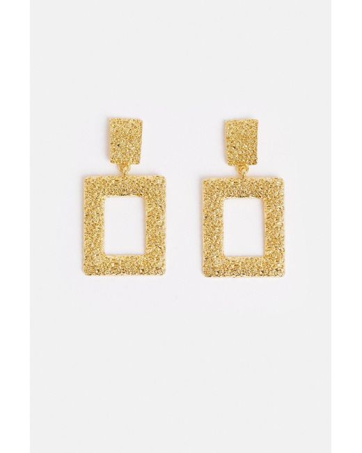 Karen Millen Natural Gold Plated Mottled Square Hoop Earring