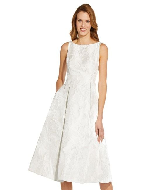 Adrianna Papell White Jacquard Party Dress