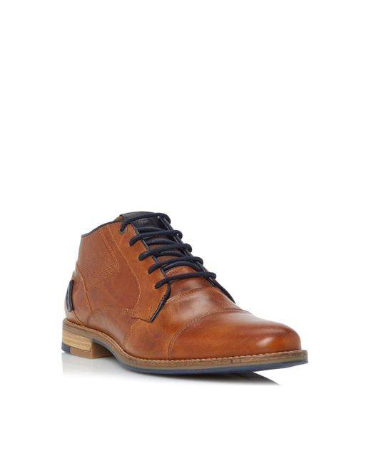 Dune Brown 'carls' Leather Smart Boots for men