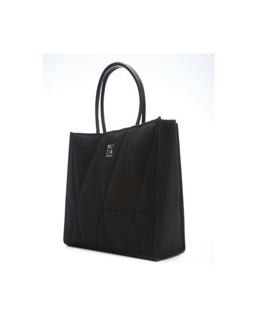 Moda In Pelle Black 'prita Bag' Textile Tote Bag