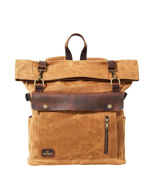 Gandys Brown Sand Java Waxed Cotton Backpack