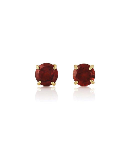Jewelco London Red 9ct Yellow Gold Solitaire Garnet Round Stud Earrings - 5mm