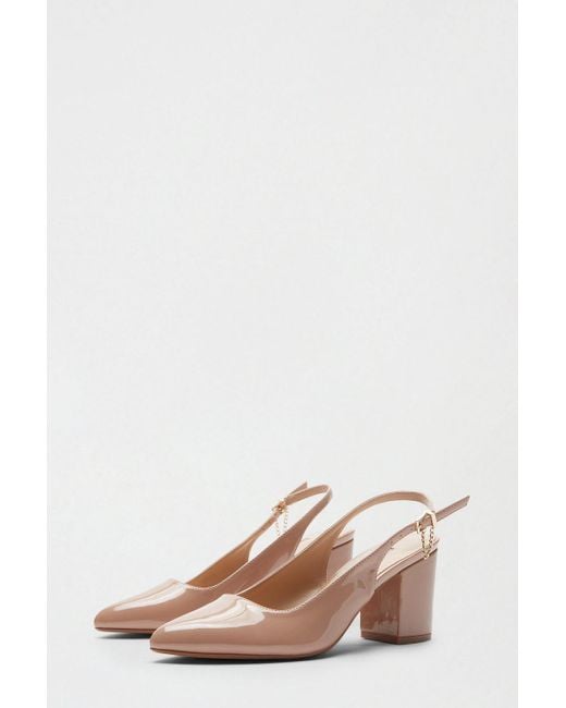 Dorothy Perkins Pink Camel Patent Everlyn Slingback Court Shoe