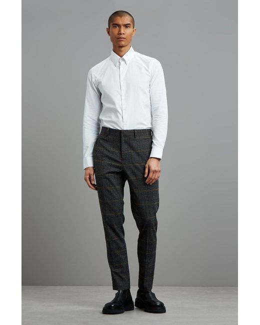 Burton Gray Slim Fit Grey Saddle Check Suit Trousers for men