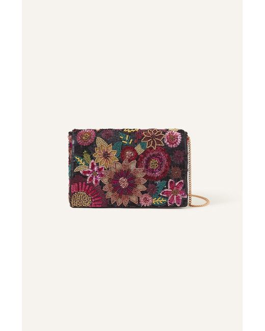 Accessorize Red Floral Embellished Clutch
