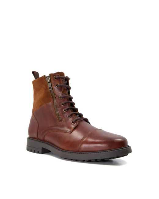 Dune Brown 'called' Leather Biker Boots for men