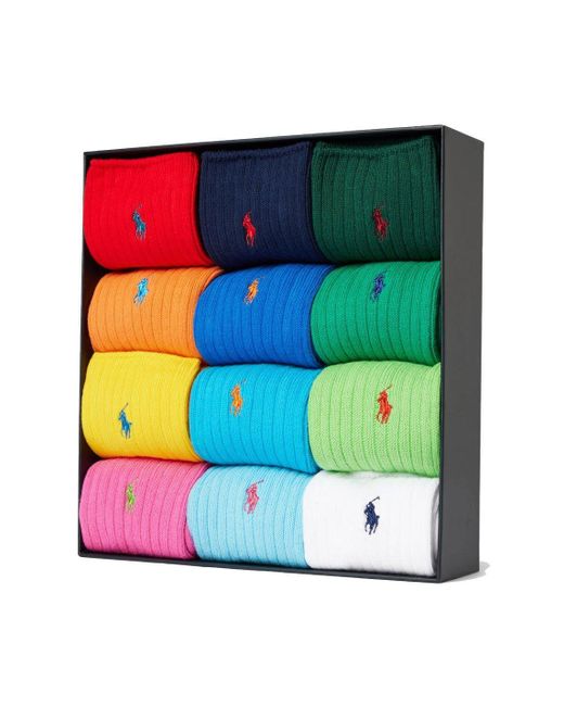 Polo Ralph Lauren Green 12 Pack Crew Sock Giftbox for men
