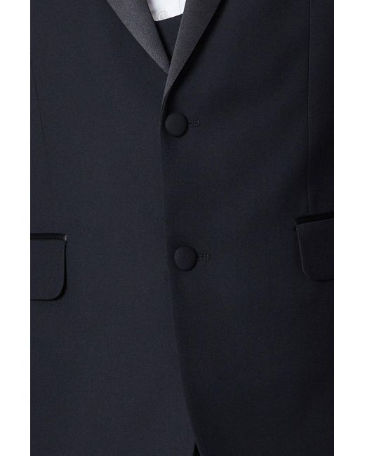 Burton Blue Tailored Fit Black Tuxedo Suit Jacket for men