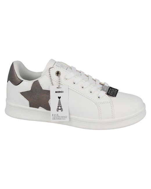 ELLE Sport Gray Flat Lace Up Trainer Star Side
